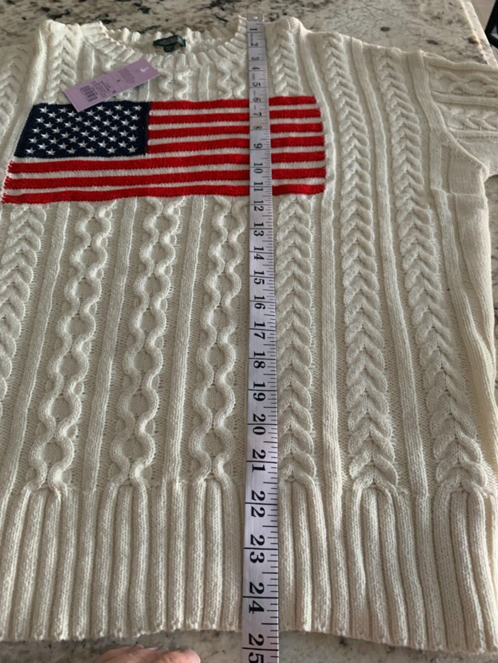 NWT USA Flag Sweater Size Cream Small - Picture 6 of 9